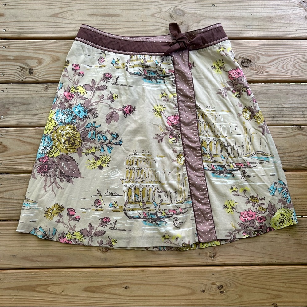Boden midi wrap skirt fairytale print EUC